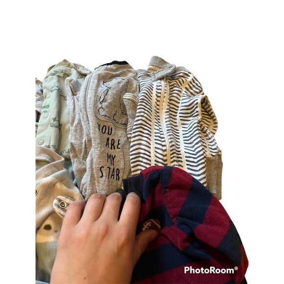 11 0 - 3 Month Baby Sleepers Bundle Lot of 3 Month Zipper and Button Sleepers - Picture 3 of 5